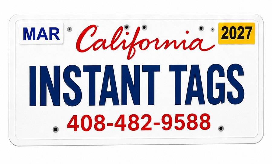 California license plate reading INSTANT TAGS — Templo Insurance Services DMV registration services